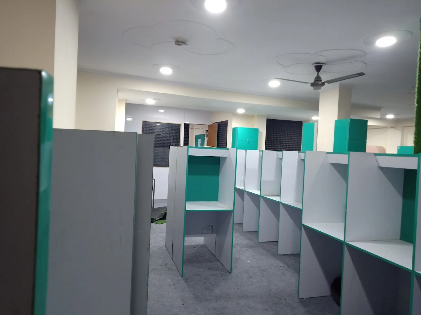Rows of private booths